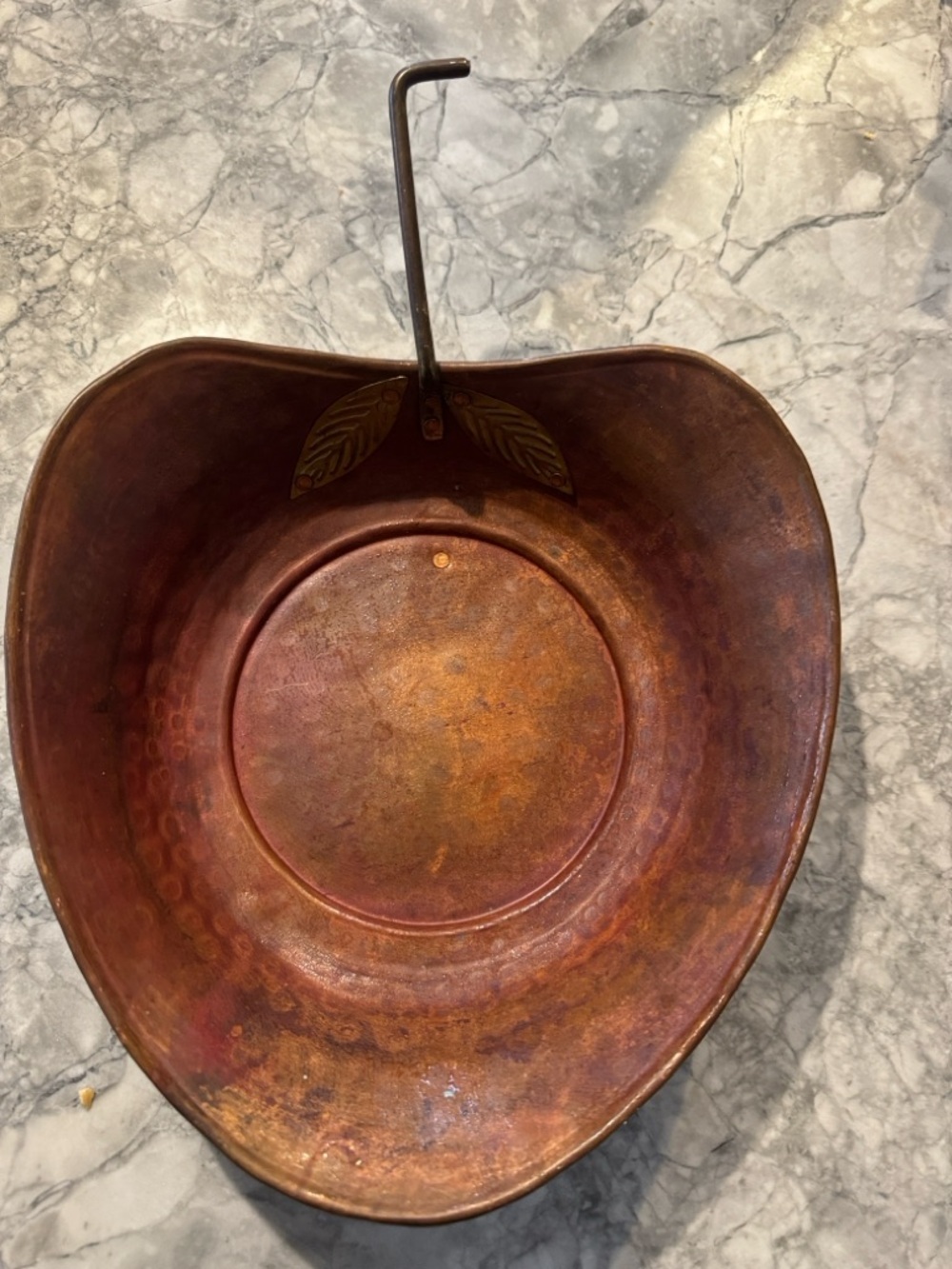 Source Unknown Copper Wall Basket with Brass Leaf Accents